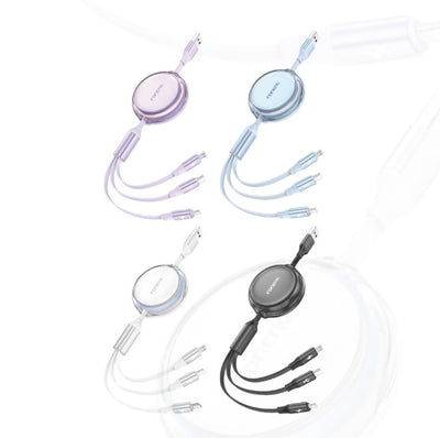 Cable plano retráctil 3 en 1 X113 de 1.1 m (2.1A + 2.4A + 3A)