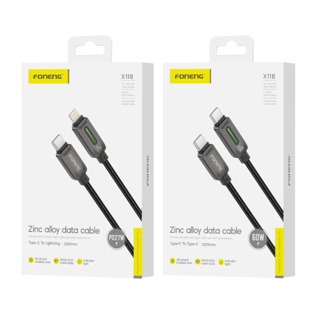 Cable trenzado X118 Flowing Light de aleación de zinc de 1.2 m