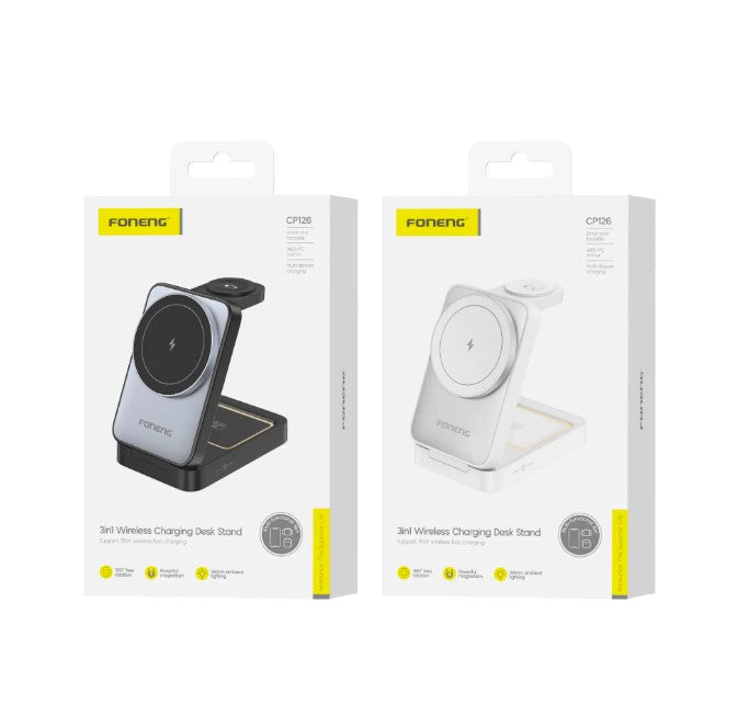 Soporte de carga inalámbrica magnético plegable 3 en 1 CP126 (15W)