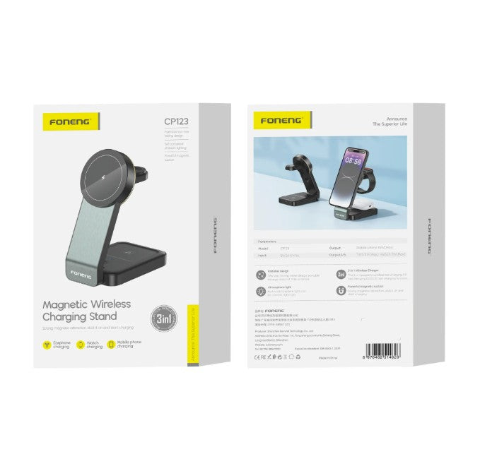 Soporte de carga inalámbrica magnético plegable 3 en 1 CP123 (15W)