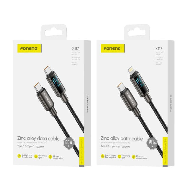 Cable trenzado X117 Flowing Light de aleación de zinc de 1.2 m